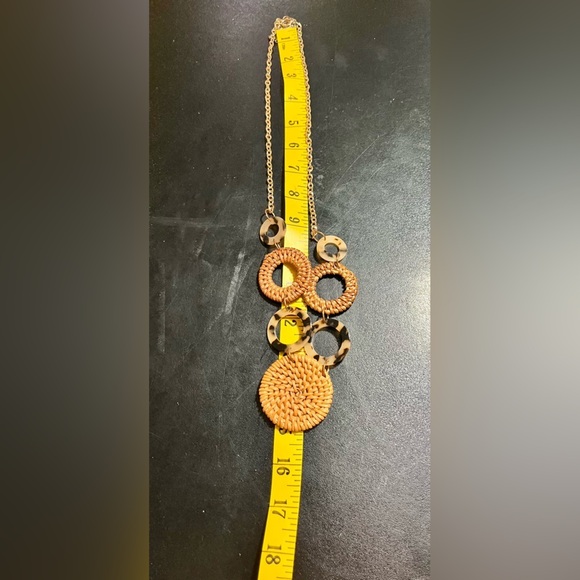 Statement Necklace Wicker Tortoise Shell Tuscan Mom Boho Chic Retro Casual Gift - Picture 10 of 14